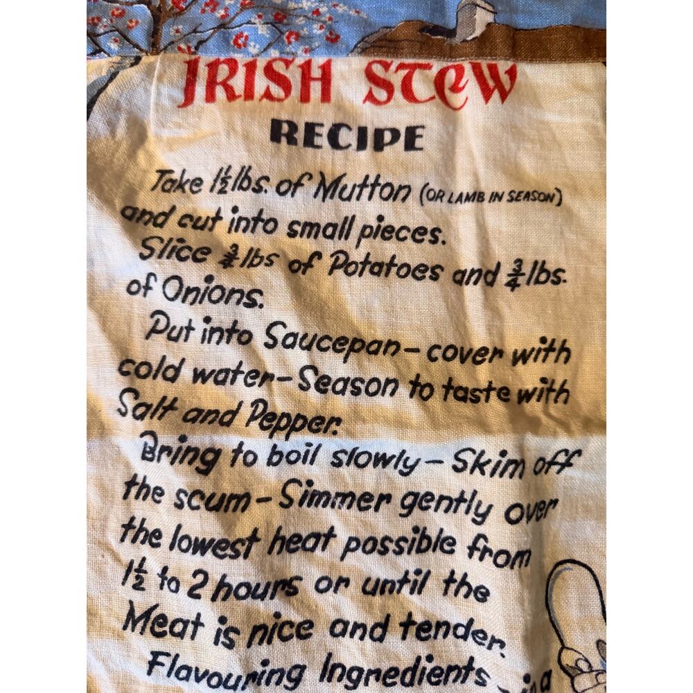 irish apron Vintage Irish Stew Recipe Apron Linen St Patrick’s Day Decor - Picture 4 of 15